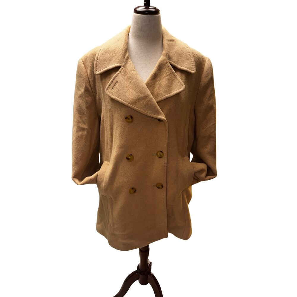 Vintage Larry Levine Camel Hair Wool Coat Women's Size 16 90s